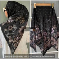 HIJAB JILBAB SEGIEMPAT MOTIF LUNA MAYA TERBARU DAN TERLARIS BAHAN VOAL PREMIUM PINGGIR LASERCUT