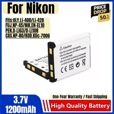 OLY.Li-40B EN-EL10 Battery 3.7V 1200mAh Rechargeable Batteries and Chargers for Nikon S200 S220 S230