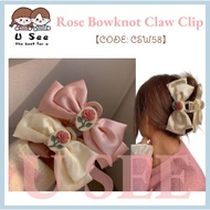 Pink Flower Hair Clip Bowknot Hairpin Ponytail Holder Cute Hairpin Hair Accessories-CSW58