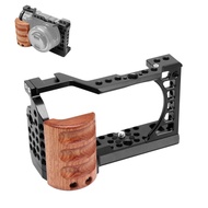 PULUZ for Sony A6400 / A6300 / A6100 / A6000 Wood Handle Metal Camera Cage Stabilizer Rig PU3121