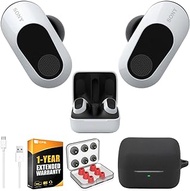 Sony WFG700N/W INZONE Buds Truly Wireless Noise Cancelling Gaming Earbuds, White Bundle with Deco Silicone Case (Black), Memory Foam Ear Tips, USB-A to USB-C Cable &amp; 1 YR CPS Enhanced Protection Pack