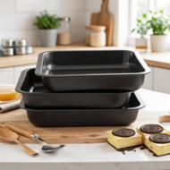 Square Carbon Steel Non-Stick Baking Pans (Gold/Black, S/M) - Easy-Release, Multi-Use Bakeware: For 
