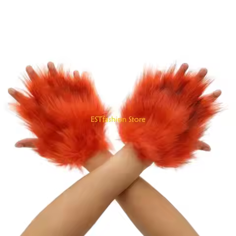 Y5GC Cats Paws Glove Animal Paws Fingerless Glove Therians Paws Fursuit Therians Gear