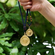 黃銅九宮八卦咒牌 未時原創西藏風水鑰匙墜護身轉運車包掛件禮物