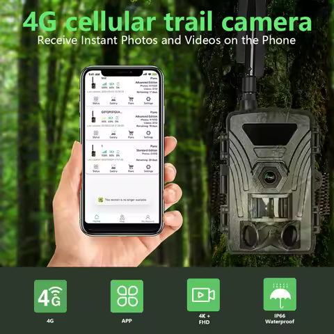4G Trail Camera 8K Video 60MP Images PIR120°15M-20M Super-Fast Reflex Trigger Wildlife Camera with A