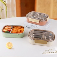 2-compartment SUS 304 stainless steel lunch box with convenient spoon My Home DN410