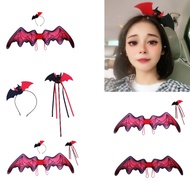Mo* Bat-Wings Halloween Dress Up-Wings Red Bat Costume Set Bat Headband Bat Wand Animal Cosplay Birt