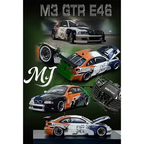 MJ 1:64 BMW M3 GTR E46 Need for Speed Diecast Model Collect Ornaments Gift