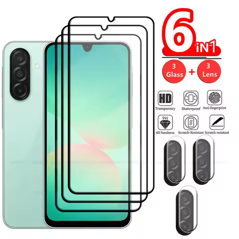 6-in-1 For Samsung A26 Glass Samsung Galaxy A26 Tempered Glass Full Cover Glue HD 9H Screen Protecto