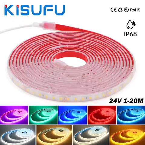 IP68 Waterproof LED Strip Light 24V 0.5M 5M 10M 15M 20M 2835 120Led/M 3000K 4000K 6000K Outdoor Ribb