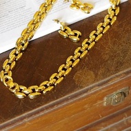 古董金色鏈接項鏈頸鏈 針式耳環 套組 一整套出售