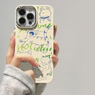 Casing for iPhone 12 13Promax 15Promax 7plus 8 7 8plus 6plus 14 15 X XR XS MAX 12Promax 11Promax 11 13 Graffiti Cat Metallic Photo Frame Drop Protective Soft Case