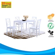 KLSB Set Meja Makan 4+1 Seat Putih / Set Makan/ 4+1 Dining Set White/ Dining Table Set