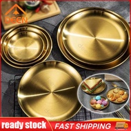 Style Dinner Plates Western Steak Round Tray 304 Stainless Steel Gold Dishes Cake Plates DN