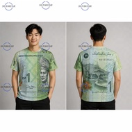 T-Shirt RM60 Wang Kertas Malaysia Vintage Edisi Istimewa | Baju Patriotik Corak Ringgit Malaysia Uni