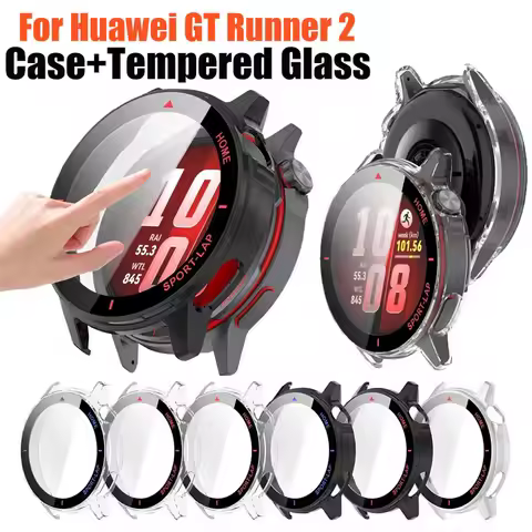 PC Case+Tempered Glass For Huawei Watch GT Runner 2 Screen Protector Shell Protective Cover For Huaw
