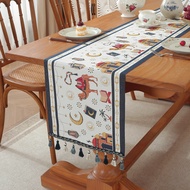Moon Festival Table Runner Yarn-dyed Jacquard Star Light Camel House Tassel Castle Polyester Tablecl
