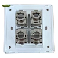 4 Sockets CAT6A RJ45 Faceplate LAN Network Outlet Jack Shielded Ethernet Wall Panel Board 86x86mm Ne