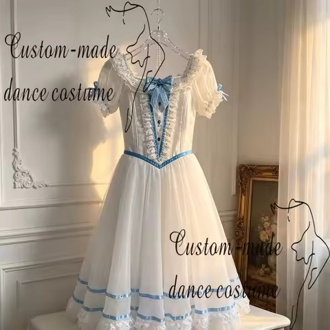 Customized white graduation dance variation ballet dress performance costume