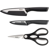 TEFAL Collection Stainless Steel Knife Set 3p (Paring 9cm + Chef 15cm + Scissor) Silver