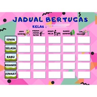 Jadual Bertugas Carta Organisasi Parking Lot Set Keceriaan Kelas Sekolah Tugas Banner Bunting