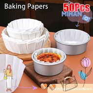 MIHAN 50Pcs Basques Cake Paper, Foldless Disposable 4/6/8inch Baking Papers,  Oilproof Cake Wrap Kit