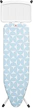 Brabantia - Ironing Board B - with XL Steam Unit Holder - Medium &amp; Foldable - Adjustable Height - Non-Slip Rubber Feet - Perfect Fit Cotton Cover - Child &amp; Transport Lock - Fresh Breeze - 124 x 38 cm