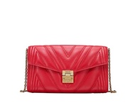 MCM Women's Red Quilted Leather Millie Crossbody Chain Bag