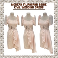 MODERN FILIPINIANA BEIGE CIVIL WEDDING DRESS