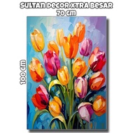 Sultan Decor - jumbo Size Tulip Flower Poster Wall Decoration + Frame Size 70x50cm + frame 100x50cm 