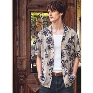 High-End Blue White Porcelain Jacket Spring Summer National Style Printed Long-Sleeved Shirt Loose C