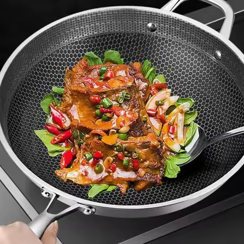 Non-stick Steak Cooking Pan Frying Pan Reusable Frying Pan Stew Pot Induction Cooker Single-sided Ho