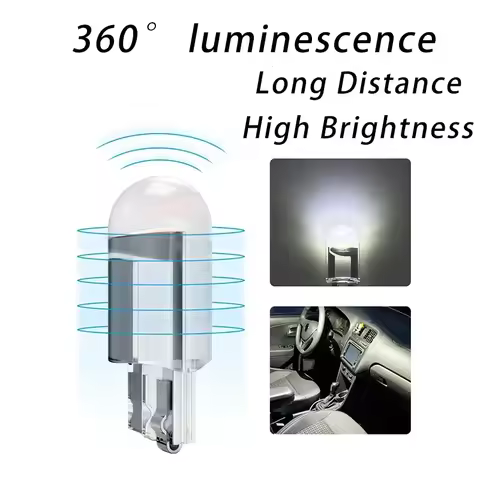 10Pcs Car Lights LED Signal Light 5W5 6000k COB Glass Reading Dome Lamp Marker Wedge License Plate L