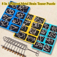 8 in 1 Newest Metal Brain Teaser Puzzle IQ Training Interlock Chinese Ring Mind Puzzle Game