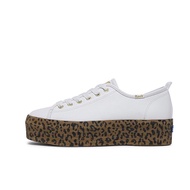 Keds2022 Cowhide Material Thick-Soled Shoes Platform Leopard Print Sole White Shoes Lace-Up Shoes Wedding Shoes