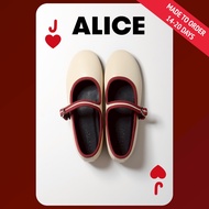 YOUNGS  ALICE รองเท้าแมรี่เจน ส้นแบน - NATURAL/BURGUNDY -💥 ( MADE TO ORDER 14-20 DAY ) 💥