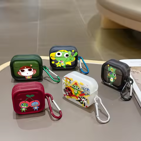 Cute K-Keroro Translucent Silicone Case for Airpods 4 3 Pro 2 1 Wireless earphone Headphone Pro2 Pro