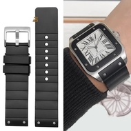 Watch Band for Cartier Santos100 Silicone Watch Strap Rubber Men and Women Black Waterproof Bracelet