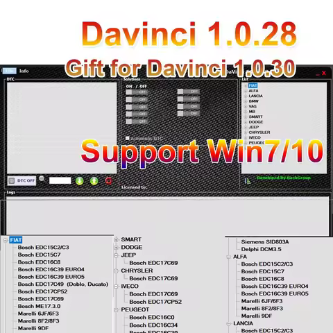 Davinci 1.0.28 Software， repair diagnostics， activate infinite ​ usage， Work on WIN7/10/11pro/Ultima