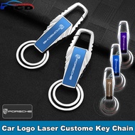 Porsche Car Logo Keychain Creative Laser Engraving Custome Zinc Alloy Key Chain For Cayenne 911 992 