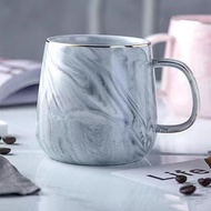 1PC Ceramic Cup Nordic Gold Rim Coffee Oatmeal Breakfast Cup Creative Personality Mug Marble Pattern