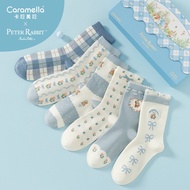 Caramella premium high socks 6 blue and white cotton Peter Rabbit socks