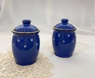 【好日戀物】 德國vintage藍色陶瓷糖罐香料罐收納儲物罐廚房小物