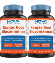 Nova Nutritions 2 Pack Konjac Root Glucomannan Capsules 2000 mg/Serving Veggie Caps 180 Count (Total