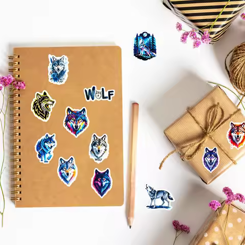56PCS Cool Wolf Cartoon Stickers Color Graffiti Animal Avatar Decoration DIY Toys Fridge Laptop Guit