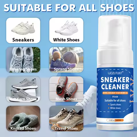 Footwear Cleaner Sneaker Foam Mousse Stain Removal Whitening for White Shoes Eliminates Dirt and Yel
