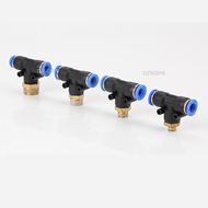 【♚】Air Connector Fitting T Shape Tee 6mm 8mm 10mm 12mm 4mm Hose Pipe to 1/8" 1/4" M5 3/8" 1/2" BSPT