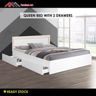 Furniture Art Design Queen Bed frame Katil Queen Katil Kayu Bed frame Queen Wooden Bed Frame 雙人床架 FA1035