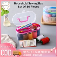CiCi Travel Sewing Kits Box Home Tools Sewing Equipment Set Complete Needle Thread Travel Thread Needle Scissor Pardible Households Sewing Tools 10pc SET