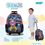 Skoola Trolley Bag for Kindergarten Boys with 3D Astronaut Character - Trolly Benji School Bag Troll